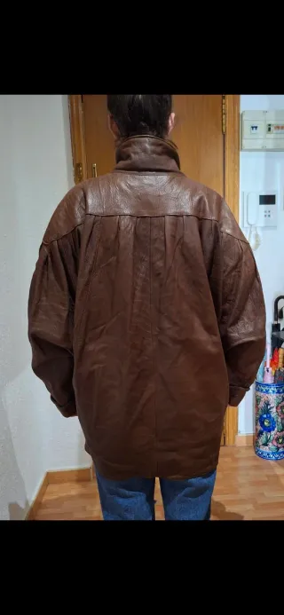 Chaqueta Piel Vintage Marrón Talla 42