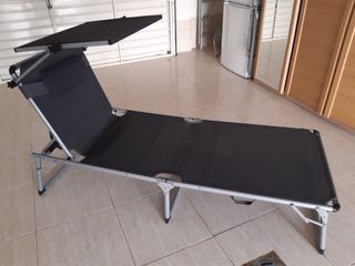 Tumbona Hamaca Plegable Negra y Gris