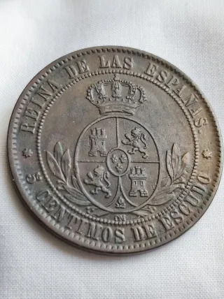 España Isabel II  5 Cents de Escudo 1868 Sevilla 
