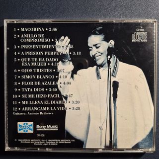 Chavela Vargas Noche Bohemia Éxitos CD.
