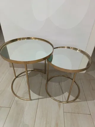 2 Mesitas Auxiliares Zara Home Cristal y Metal