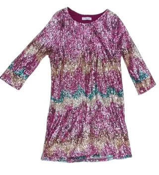 Vestido corto lentejuelas fiesta manga larga