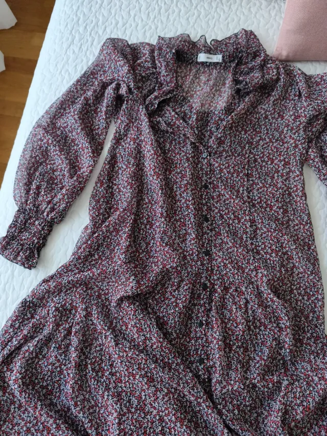 Vestido gasa transparente Mango