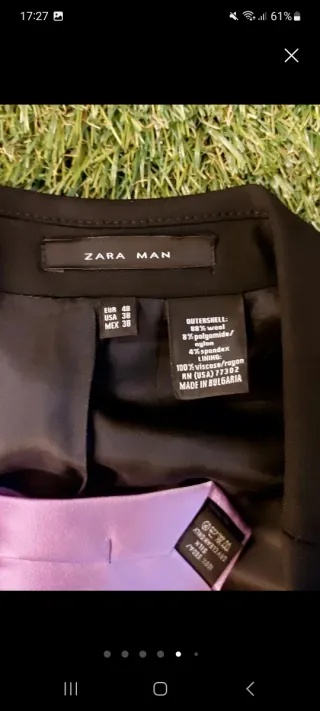 Traje Negro Zara Hombre con Corbata Rosa