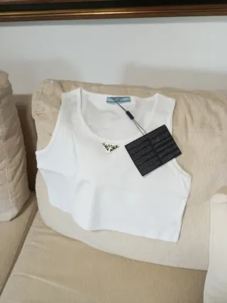 Top Corto Prada Blanco Talla M