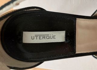Sandalias Uterque Piel Negra Tacon