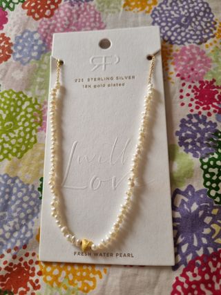 Collar Perlas Agua Dulce Corazón Oro Parfois