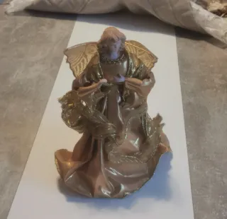 Statua Angelo Porcellana Dorata angioletto vintage