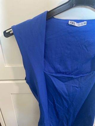 Body escote cuadrado azul Zara Talla S