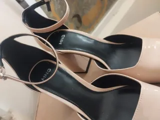 Zapatos Mango Tacón Beige