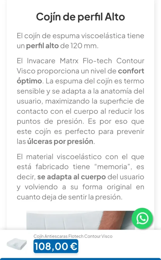 COJÍN ANTIESCARAS INVACARE MATRX FLO-TECH CONTOUR