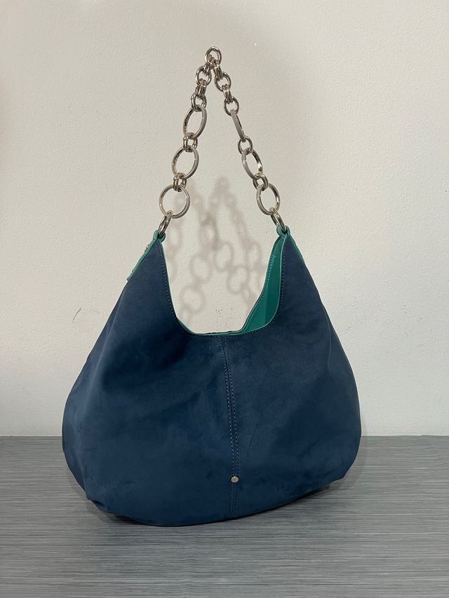Borsa Oltre effetto scamosciato blu/verde acqua