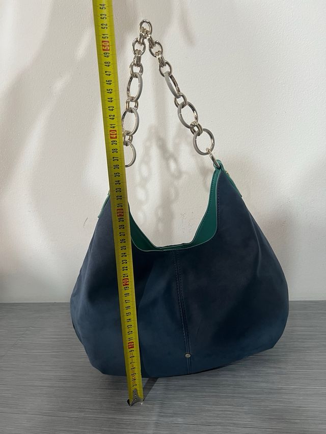 Borsa Oltre effetto scamosciato blu/verde acqua