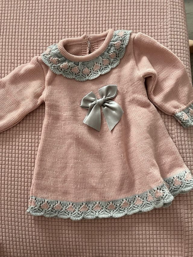 Vestido bebé punto rosa