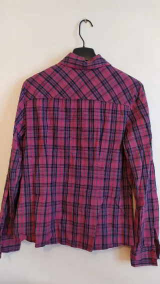 Camisa cuadros mujer rosa y morado