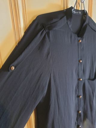 Camisa Zara Negra Manga Larga