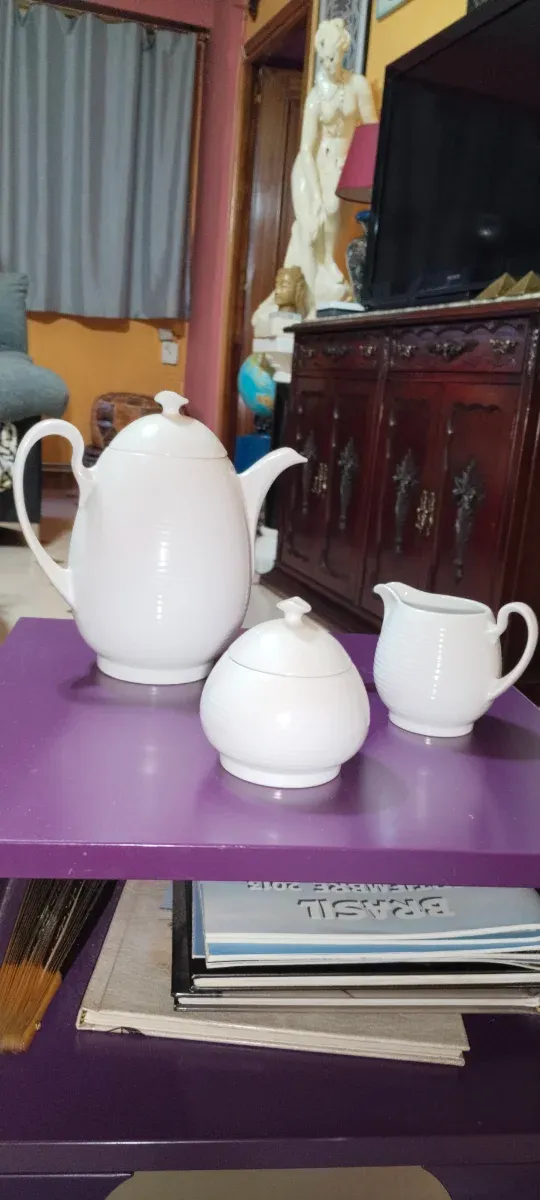 Azucarero/Tetera de Porcelana Beige