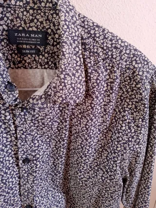 Camisa Zara hombre Estampada Talla S, Slim fit