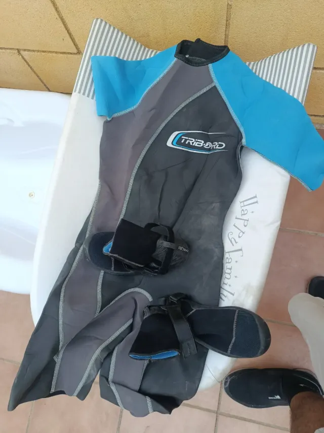 Traje de neopreno Tribord azul y gris