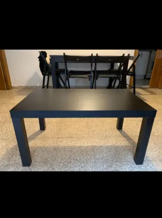 Mesa Comedor Negra + 4 Sillas + Mesa Centro