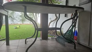 Conjunto mesa de jardín de mosaico y 4 sillas