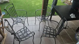 Conjunto mesa de jardín de mosaico y 4 sillas