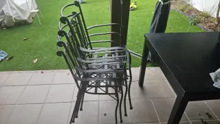 Conjunto mesa de jardín de mosaico y 4 sillas