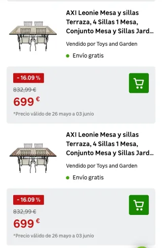 Conjunto mesa de jardín de mosaico y 4 sillas
