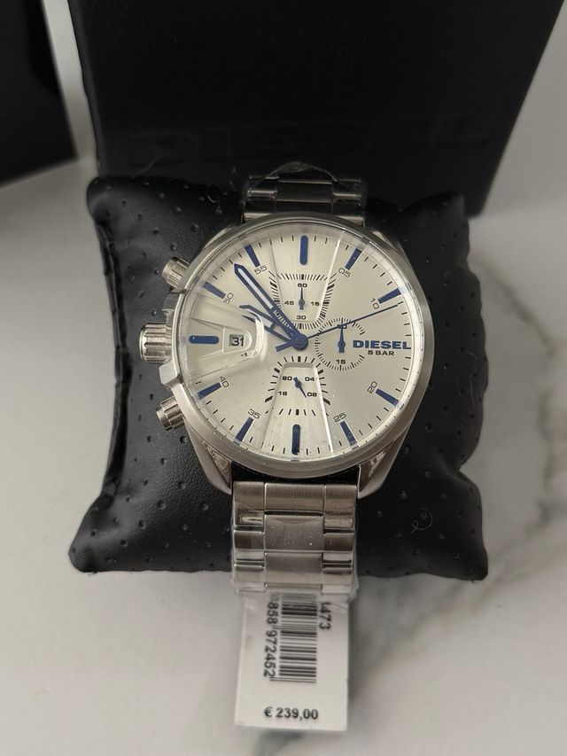 Reloj Diesel Cronógrafo Plata y Azul Nuevo