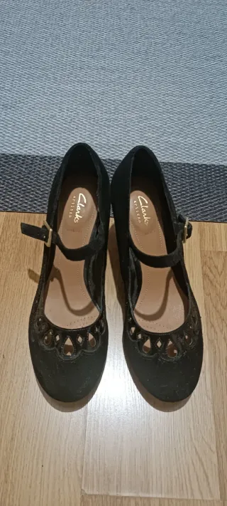 Zapatos Clarks Negros Tacón Mary Jane