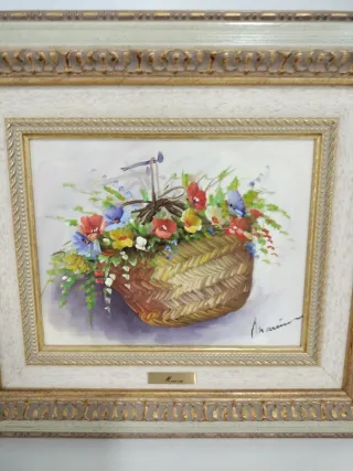 Óleo sobre lienzo Flores Firmado