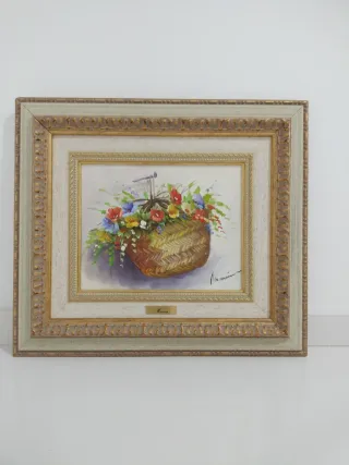 Óleo sobre lienzo Flores Firmado