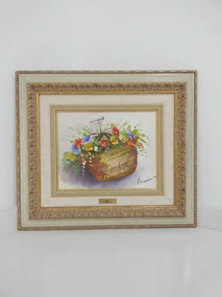 Óleo sobre lienzo Flores Firmado