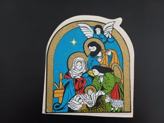 Adornos Navidad Vintage vinilo ventana