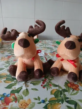 Coppia Alci Natalizi Peluche