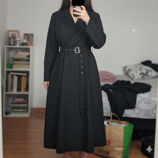 Vestido camisero negro estilo coreano