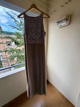 Vestido fiesta Scarlatta champán lentejuelas