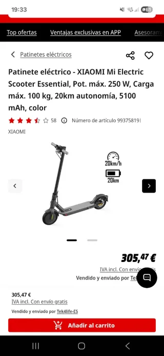 Patinete Eléctrico Xiaomi Casi Nuevo