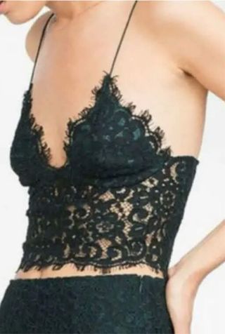 Top guipur verde Zara