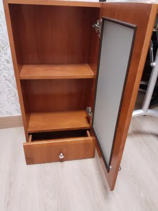 Mueble Auxiliar Baño Madera Cristal