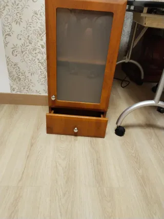 Mueble Auxiliar Baño Madera Cristal