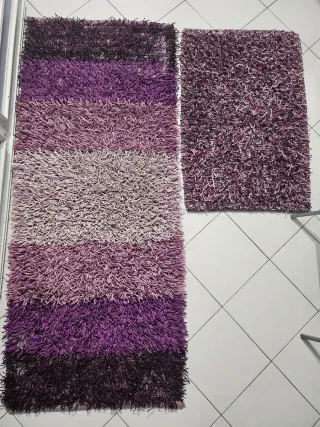Coppia tappeti viola/lilla pelo lungo