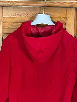 Abrigo paño con capucha, juvenil,rojo Talla 40.