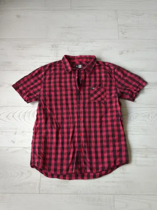 Camisa cuadros manga corta roja y negra