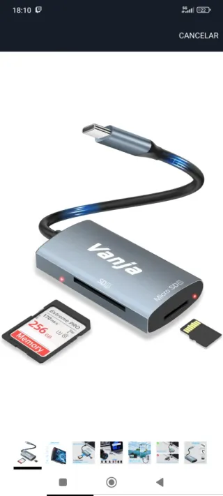 Lector Tarjetas SD/Micro SD Vanja USB-C