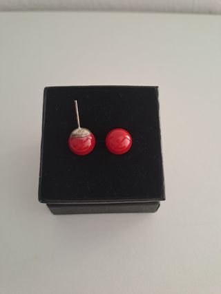 Conjunto collar y pendientes coral