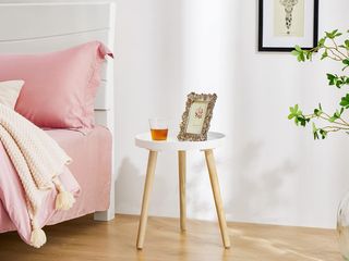 Mesa auxiliar redonda madera pequeña