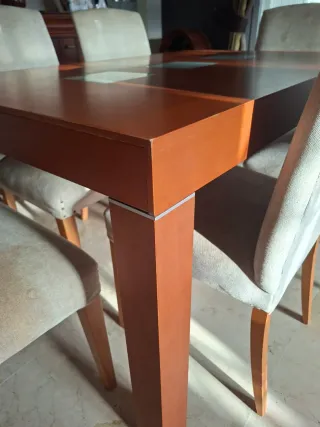 Mesa comedor extensible madera cerezo. 135/180/225
