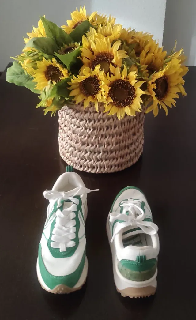 Zapatillas deportivas blancas y verdes