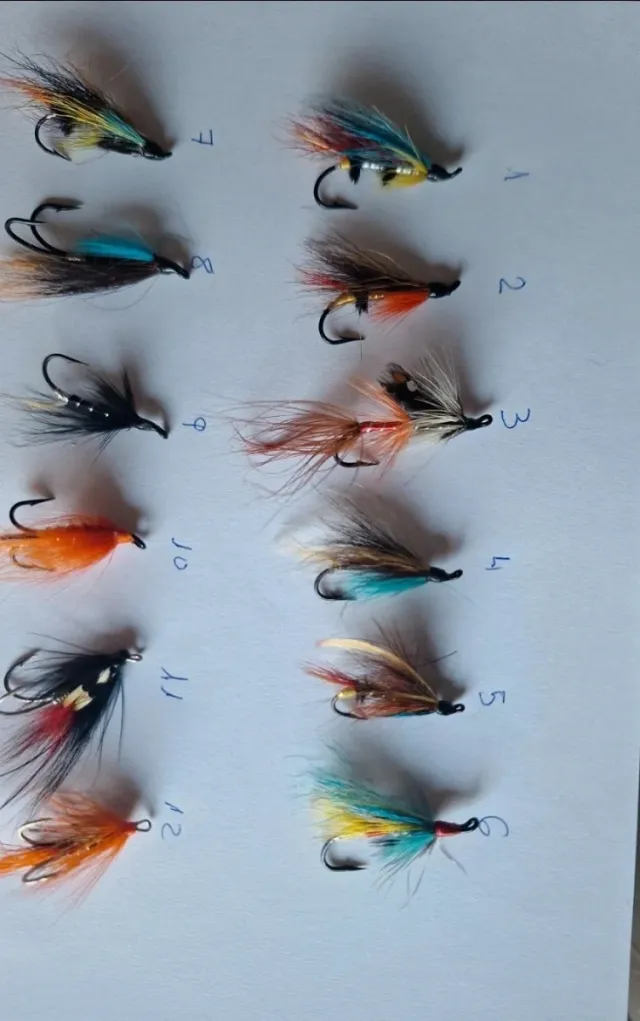 Lote 24 moscas de salmón